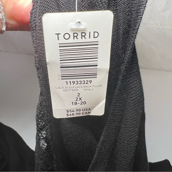 NWT torrid Pullover Lace Back Sweater black women’s size 2XL 100% rayon - Picture 14 of 14